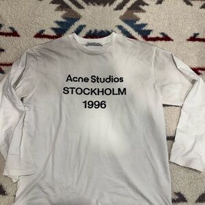 Acne White T-Shirt with Black Logo Text
